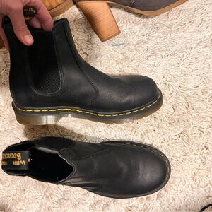 Dr. Martens Black Leather Boots with Yellow Sole